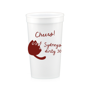 Toast to another fabulous year with the Birthday Cheers Cat Martini Cup, showcasing a cute graphic of a cartoon cat holding a martini glass. Personalize this festive cup with your name, milestone birthday year, and a spirited "Cheers!" in a stylish script font—a purr-fect celebration accessory.