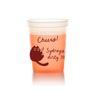 Toast to another fabulous year with the Birthday Cheers Cat Martini Cup, showcasing a cute graphic of a cartoon cat holding a martini glass. Personalize this festive cup with your name, milestone birthday year, and a spirited "Cheers!" in a stylish script font—a purr-fect celebration accessory.