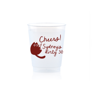 Toast to another fabulous year with the Birthday Cheers Cat Martini Cup, showcasing a cute graphic of a cartoon cat holding a martini glass. Personalize this festive cup with your name, milestone birthday year, and a spirited "Cheers!" in a stylish script font—a purr-fect celebration accessory.