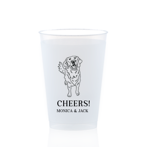 Invite man's best friend to your wedding with the Golden Retriever Wedding Cup. Featuring an adorable picture of a golden retriever, you can personalize this cup with the couple's names for a wedding. 