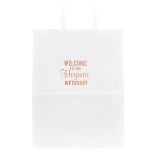 ForYourParty's personalized White Euro Bag with Shiny Rose Gold Foil are a must-have for your next event—whatever the celebration!