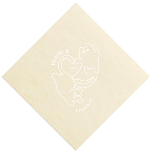 Embrace the warmth of your wedding day with the Cat Tails of Love Wedding Napkin. This endearing design features two cats creating a heart shape, with space to inscribe your event date at the center. Personalize the arc above with the couple's names, adding a whisker of romance to your table setting.