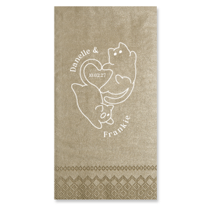 Embrace the warmth of your wedding day with the Cat Tails of Love Wedding Napkin. This endearing design features two cats creating a heart shape, with space to inscribe your event date at the center. Personalize the arc above with the couple's names, adding a whisker of romance to your table setting.