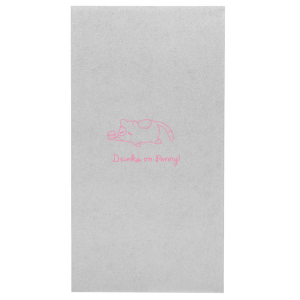 Showcase your love for feline friends with the Chillin' Cat Personalized Napkin, featuring a sleek, minimalist depiction of a cartoon cat contently resting on its stomach with a cup in paw. Below the charming design, add a personal flair with your or your cat's name in an elegant script font, perfect for any cat lover's gathering.