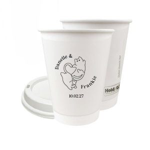 Unite in love with the Cat Tails of Love Wedding Cup, where two cats entwine tails to form a heart. Arched around the design you can customize with the couple's names and below the date of your union.
