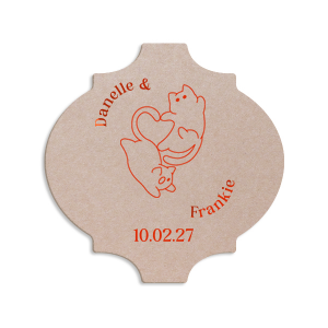 Cherish your wedded bliss with the Cat Tails of Love Coaster, showcasing an endearing illustration of two cats forming a heart with their tails. Arch the couple's names around this charming design and finalize with the event date below, creating a purr-sonal touch for your wedding day tablescape.