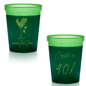 Toast to another fabulous year with the Meowtini Time Birthday Cup, showcasing a whimsical drawing of a cat cozily perched in a martini glass, olives playfully cascading over the rim. Personalize with your name and milestone age to the right of the glass in an elegant script font, inviting a celebratory sip with feline flair.