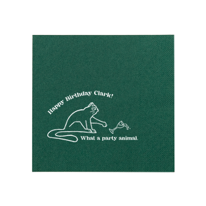 Add a splash of humor to your celebration with our personalized party napkins! Custom printed with the foil color of your choice, these napkins feature a playful design of a cat knocking over a glass that's sure to bring a smile to your guests' faces. Perfect for birthdays, casual gatherings, and fun events. Ideal for serving appetizers, drinks and dessert