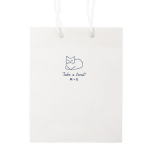 Send your guests home with a smile using the LoafIng Cat Favor Bag, perfect for weddings or birthday parties. This adorable bag showcases a sitting cat with its legs tucked, and the inviting words "Take a Treat" in a graceful script. Personalize with your name or the couple's initials for a sweet parting gift.