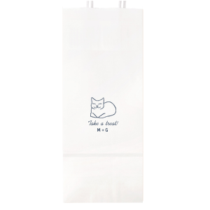 Send your guests home with a smile using the LoafIng Cat Favor Bag, perfect for weddings or birthday parties. This adorable bag showcases a sitting cat with its legs tucked, and the inviting words "Take a Treat" in a graceful script. Personalize with your name or the couple's initials for a sweet parting gift.
