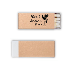 The Party Cat Matches features hand-drawn script and a cat kicking back in a martini glass. Pick one up to add personality and feline charm to your entertaining essentials. Ideal for housewarmings or cocktail parties.