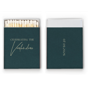 Illuminate your special day with the Celebrating Union Custom Matchbook, a testament to timeless style with its classic, minimal, and modern design. One side presents "Celebrating the" in a refined serif, awaiting your shared surname in elegant script, while the other side is reserved for the date of your event, matching in the same sophisticated font. Perfect for weddings or engagement parties seeking a sleek touch.