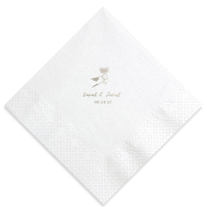 Add a whimsical touch to your wedding celebration with the Toasting Hands Wedding Napkin, showcasing a charming cartoon hand toasting with a glass of wine. Customizable with the couple's names in a sweet script font and the special date in an elegant serif below, this napkin is a perfect blend of fun and sophistication.