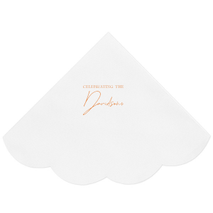 Embrace the warmth of autumnal nuptials with the Boho Terracotta Wedding Celebration Napkin, radiating chic earthy tones. The phrase "Celebrating the" is inscribed in a classic serif font, giving way to your shared last name in an exquisite script, capturing the essence of your stylish fall wedding.