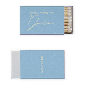 Ignite the romance of your fall wedding with the Boho Terracotta Wedding Date Matchbox. The cover gracefully states "Celebrating the" in a sophisticated serif font, inviting you to add the newlyweds' surname in an elegant script. On the reverse, commemorate your special day with the date in matching serif, all enveloped in the collection's signature warm and moody tones.