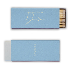 Ignite the romance of your fall wedding with the Boho Terracotta Wedding Date Matchbox. The cover gracefully states "Celebrating the" in a sophisticated serif font, inviting you to add the newlyweds' surname in an elegant script. On the reverse, commemorate your special day with the date in matching serif, all enveloped in the collection's signature warm and moody tones.