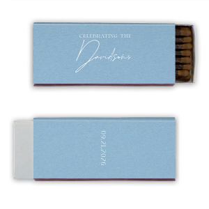 Ignite the romance of your fall wedding with the Boho Terracotta Wedding Date Matchbox. The cover gracefully states "Celebrating the" in a sophisticated serif font, inviting you to add the newlyweds' surname in an elegant script. On the reverse, commemorate your special day with the date in matching serif, all enveloped in the collection's signature warm and moody tones.