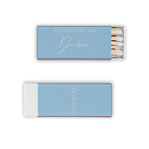 Ignite the romance of your fall wedding with the Boho Terracotta Wedding Date Matchbox. The cover gracefully states "Celebrating the" in a sophisticated serif font, inviting you to add the newlyweds' surname in an elegant script. On the reverse, commemorate your special day with the date in matching serif, all enveloped in the collection's signature warm and moody tones.