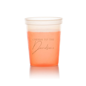 Raise a toast with the Boho Terracotta Cheers to the Wedding Cup, where rustic meets refinement. The phrase "Cheers to the" is beautifully presented in a classic serif font, inviting you to inscribe the couple's surname below in a sophisticated script. A cup that embodies the warmth and subtle drama of your autumnal nuptials.