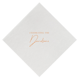 Embrace the warmth of autumnal nuptials with the Boho Terracotta Wedding Celebration Napkin, radiating chic earthy tones. The phrase "Celebrating the" is inscribed in a classic serif font, giving way to your shared last name in an exquisite script, capturing the essence of your stylish fall wedding.