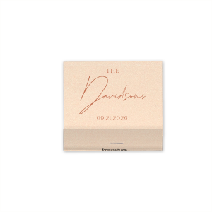 Celebrate your love with a spark of style using the Boho Terracotta Elegant Wedding Matchbook from the chic and moody fall wedding collection. The word "The" introduces your union in a distinguished serif font, leading to your shared last name in a flowing script. Complete this personalized piece with your wedding date, all set against the backdrop of warm, earthy tones.