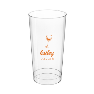Captivate your guests with the Minimal Bridal Shower Cup, displaying a delicate wine glass illustration. Beneath it, the date of the event is inscribed in a refined sans serif font, while the bride-to-be's name adorns the top in a chic, modern script. A tasteful complement to your stylish and contemporary bridal shower.