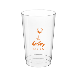 Captivate your guests with the Minimal Bridal Shower Cup, displaying a delicate wine glass illustration. Beneath it, the date of the event is inscribed in a refined sans serif font, while the bride-to-be's name adorns the top in a chic, modern script. A tasteful complement to your stylish and contemporary bridal shower.