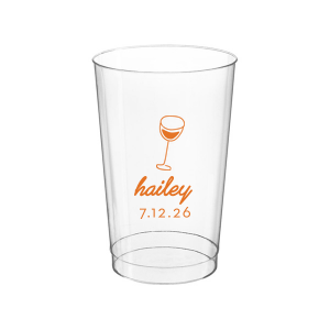 Captivate your guests with the Minimal Bridal Shower Cup, displaying a delicate wine glass illustration. Beneath it, the date of the event is inscribed in a refined sans serif font, while the bride-to-be's name adorns the top in a chic, modern script. A tasteful complement to your stylish and contemporary bridal shower.