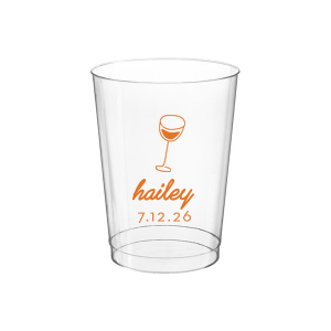 Captivate your guests with the Minimal Bridal Shower Cup, displaying a delicate wine glass illustration. Beneath it, the date of the event is inscribed in a refined sans serif font, while the bride-to-be's name adorns the top in a chic, modern script. A tasteful complement to your stylish and contemporary bridal shower.