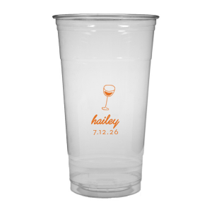 Captivate your guests with the Minimal Bridal Shower Cup, displaying a delicate wine glass illustration. Beneath it, the date of the event is inscribed in a refined sans serif font, while the bride-to-be's name adorns the top in a chic, modern script. A tasteful complement to your stylish and contemporary bridal shower.