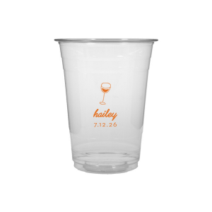 Captivate your guests with the Minimal Bridal Shower Cup, displaying a delicate wine glass illustration. Beneath it, the date of the event is inscribed in a refined sans serif font, while the bride-to-be's name adorns the top in a chic, modern script. A tasteful complement to your stylish and contemporary bridal shower.