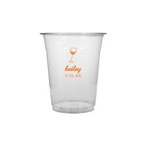 Captivate your guests with the Minimal Bridal Shower Cup, displaying a delicate wine glass illustration. Beneath it, the date of the event is inscribed in a refined sans serif font, while the bride-to-be's name adorns the top in a chic, modern script. A tasteful complement to your stylish and contemporary bridal shower.