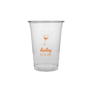 Captivate your guests with the Minimal Bridal Shower Cup, displaying a delicate wine glass illustration. Beneath it, the date of the event is inscribed in a refined sans serif font, while the bride-to-be's name adorns the top in a chic, modern script. A tasteful complement to your stylish and contemporary bridal shower.