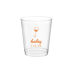 Captivate your guests with the Minimal Bridal Shower Cup, displaying a delicate wine glass illustration. Beneath it, the date of the event is inscribed in a refined sans serif font, while the bride-to-be's name adorns the top in a chic, modern script. A tasteful complement to your stylish and contemporary bridal shower.