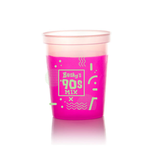 Sip back into the 90s with the 90’s Mix Party Fun Cup. Featuring a funky square with the Celebrant’s Name above "90s Mix," it's a tribute to vibrant colors and rad patterns. Customize for a celebration that's all that and a fresh Prince groove!