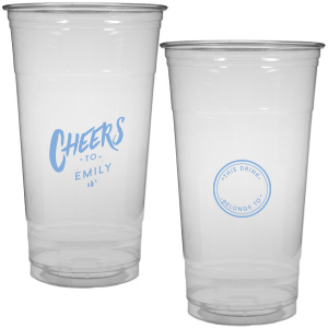 Celebrate with the Personal Cheers Cup, a dual-sided design featuring bold 'CHEERS to' and the celebrant's name on one side. The other side cleverly sports a circle badge reading 'This Drink Belongs To', with space for guests to personalize, combining fun and functionality at any event.