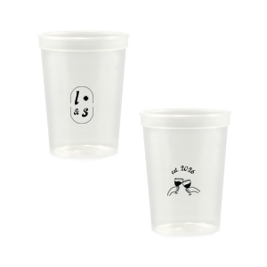 The Sunburst Initial & Toasting Glass Cup features an oval frame with classic initials, a subtle star accent, and a toast illustration with the date on the reverse. Order yours to serve drinks with a chic, custom feel guests will love. Fitting for weddings and engagement parties!