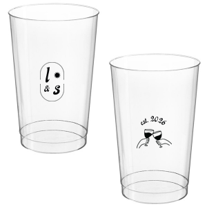 The Sunburst Initial & Toasting Glass Cup features an oval frame with classic initials, a subtle star accent, and a toast illustration with the date on the reverse. Order yours to serve drinks with a chic, custom feel guests will love. Fitting for weddings and engagement parties!
