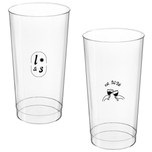 The Sunburst Initial & Toasting Glass Cup features an oval frame with classic initials, a subtle star accent, and a toast illustration with the date on the reverse. Order yours to serve drinks with a chic, custom feel guests will love. Fitting for weddings and engagement parties!