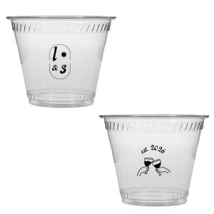 The Sunburst Initial & Toasting Glass Cup features an oval frame with classic initials, a subtle star accent, and a toast illustration with the date on the reverse. Order yours to serve drinks with a chic, custom feel guests will love. Fitting for weddings and engagement parties!