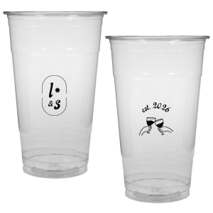 The Sunburst Initial & Toasting Glass Cup features an oval frame with classic initials, a subtle star accent, and a toast illustration with the date on the reverse. Order yours to serve drinks with a chic, custom feel guests will love. Fitting for weddings and engagement parties!