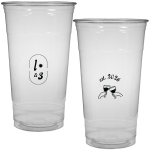 The Sunburst Initial & Toasting Glass Cup features an oval frame with classic initials, a subtle star accent, and a toast illustration with the date on the reverse. Order yours to serve drinks with a chic, custom feel guests will love. Fitting for weddings and engagement parties!