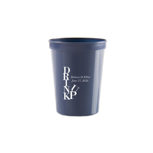 Cheers to creativity with the Drink Up Cup—a design that's as smart as it is stylish. The bold, vertically stacked 'DRINK' meets a jaunty 'UP,' capturing the spirit of celebration. Accompanied by the couple's names and special date, it's the perfect blend of fun and personalized elegance for any toast-worthy occasion.