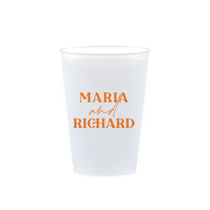 The Pasta Party Names Cup brings a personalized and memorable touch to your next event. The modern and funky font helps nail an eclectic style. This custom cup is ideal for celebrating your wedding or rehearsal dinner. 