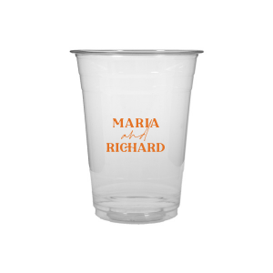 The Pasta Party Names Cup features bold modern typography of the couple’s names paired with elegant script accents for a stylish, contemporary look. Order yours to serve drinks with a custom touch guests will remember. Lovely for wedding receptions or dinner celebrations.