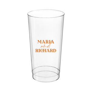 The Pasta Party Names Cup features bold modern typography of the couple’s names paired with elegant script accents for a stylish, contemporary look. Order yours to serve drinks with a custom touch guests will remember. Lovely for wedding receptions or dinner celebrations.