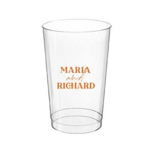 The Pasta Party Names Cup features bold modern typography of the couple’s names paired with elegant script accents for a stylish, contemporary look. Order yours to serve drinks with a custom touch guests will remember. Lovely for wedding receptions or dinner celebrations.