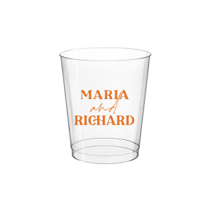 The Pasta Party Names Cup features bold modern typography of the couple’s names paired with elegant script accents for a stylish, contemporary look. Order yours to serve drinks with a custom touch guests will remember. Lovely for wedding receptions or dinner celebrations.