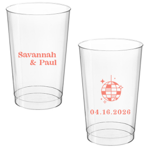 This Retro Wedding Disco Ball Cup features bold lettering of the couple’s names paired with a retro disco ball illustration and event date on the reverse for a party-ready vibe. Grab a set to keep drinks flowing and guests dancing all night. Spot-on for wedding receptions and dance-floor celebrations.