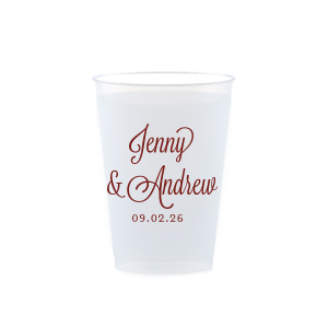 Sip in style with the Formal Names Swirly Script Cup, where elegance meets celebration. The couple's names take center stage, rendered in a beautiful script full of curls and swirls. This convivial design, completed with the event date, adds a touch of sophistication, making every drink a part of the joyous occasion.